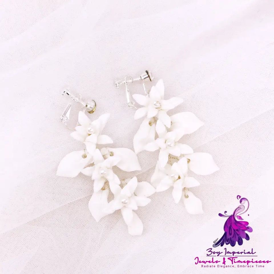 Dual Color Ceramic Flower Earrings