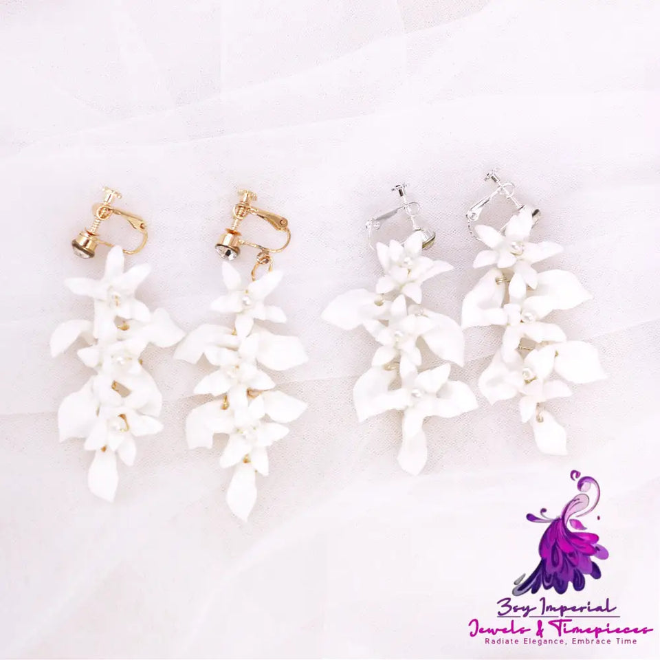 Dual Color Ceramic Flower Earrings