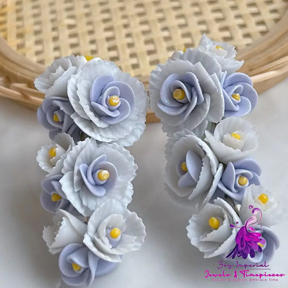 Vintage Rose Soft Ceramic Earrings