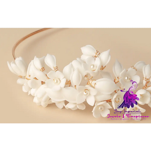 White Ceramic Floral Headwear