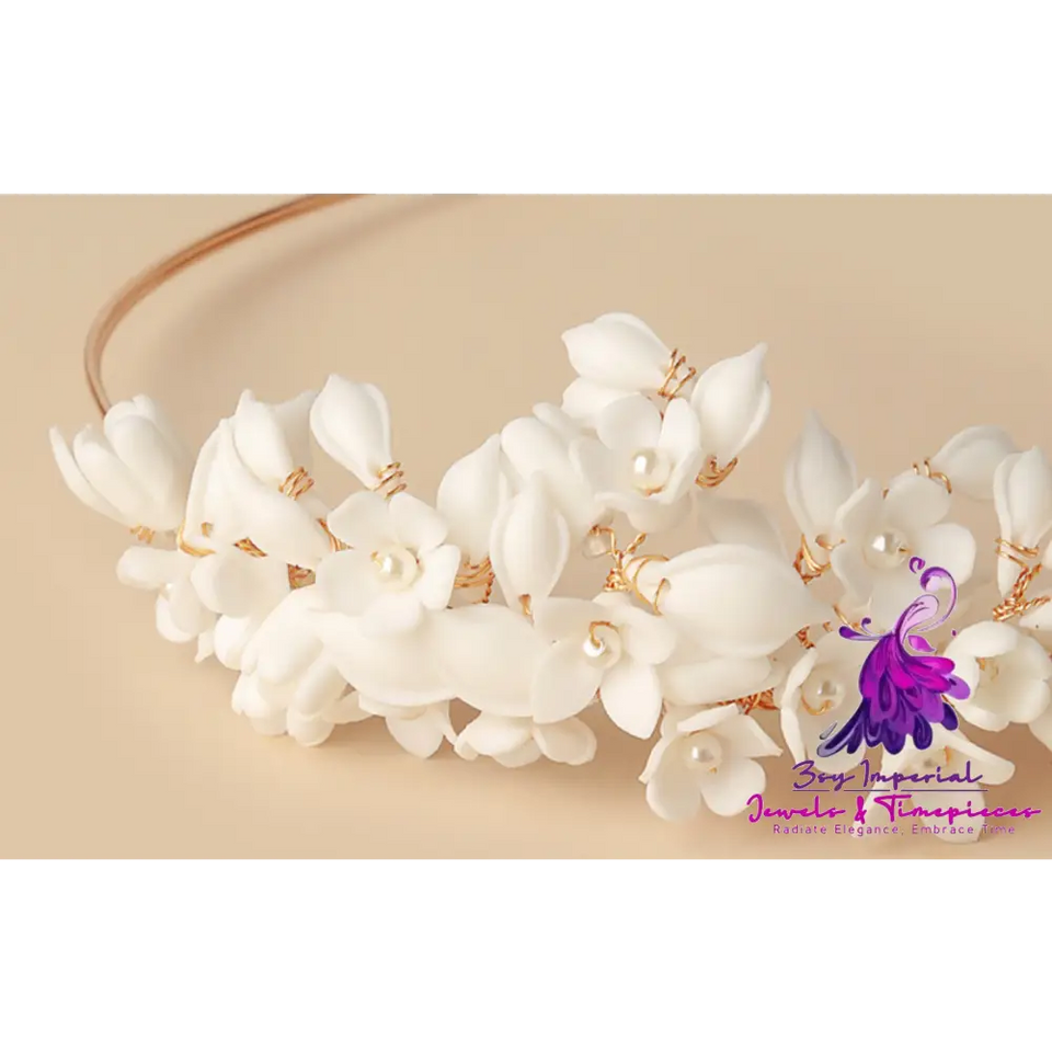 White Ceramic Floral Headwear