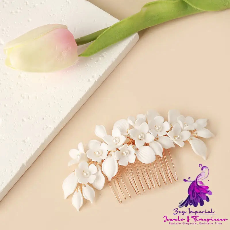 White Ceramic Floral Headwear