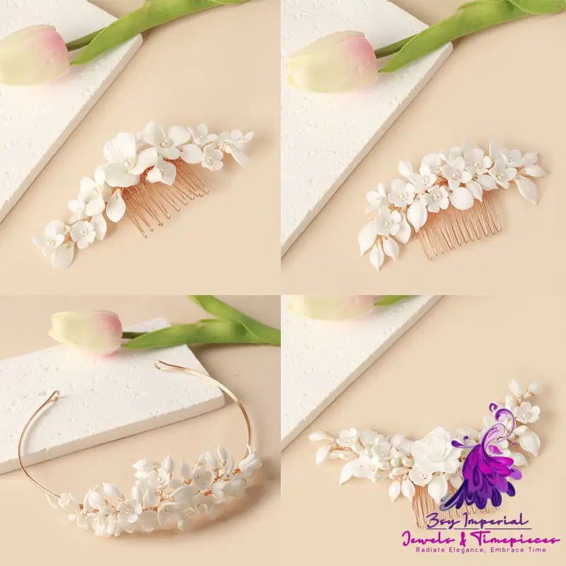 White Ceramic Floral Headwear