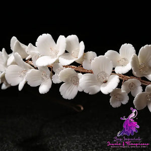 White Ceramic Flower Crown Headband Design