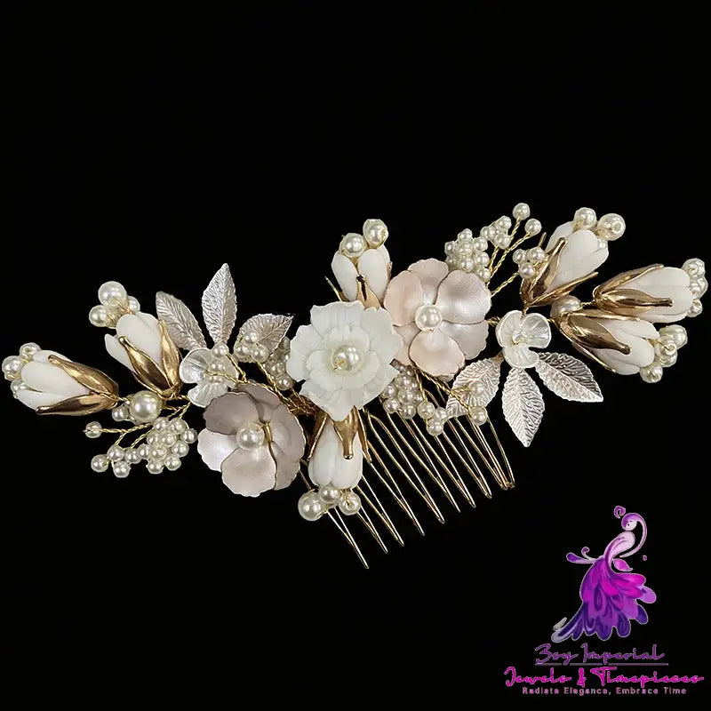 Imitation Pearl Ceramic Flower Headwear