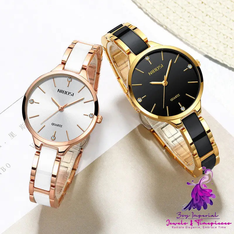 Waterproof Rhinestone Ceramic Ladies Watch