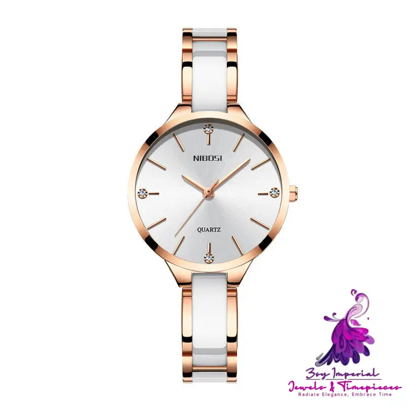 Waterproof Rhinestone Ceramic Ladies Watch