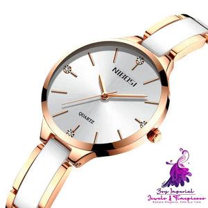 Waterproof Rhinestone Ceramic Ladies Watch