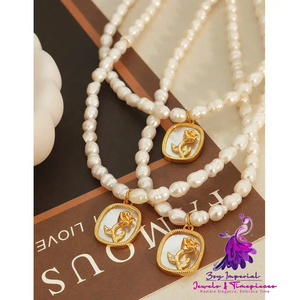 Fresh Water Pearl Oval Brand Inlaid Zircon Necklace