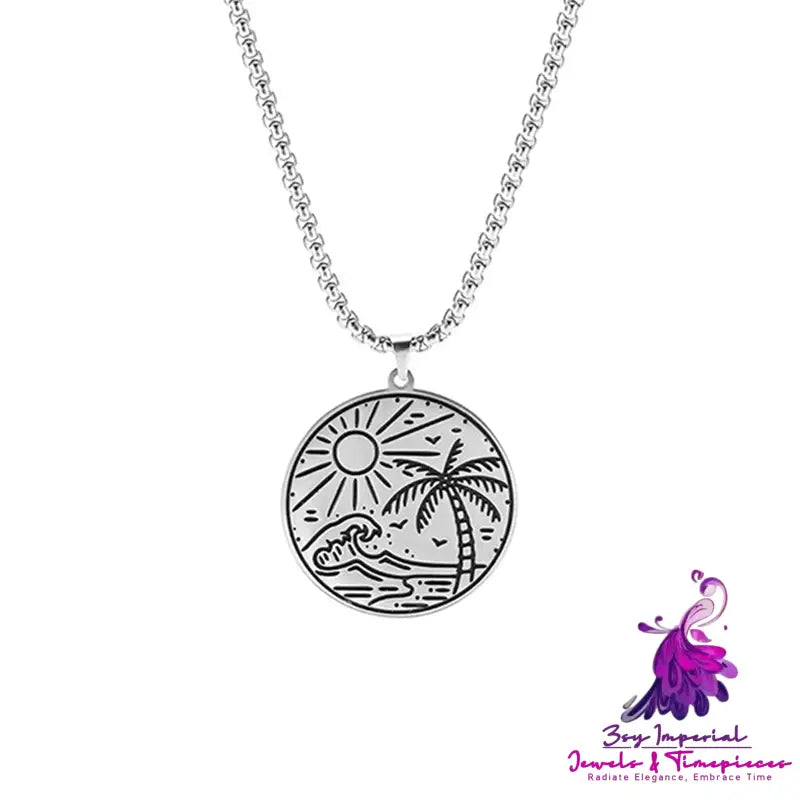 Romantic Love Landscape Round Pendant Necklace