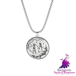 Romantic Love Landscape Round Pendant Necklace