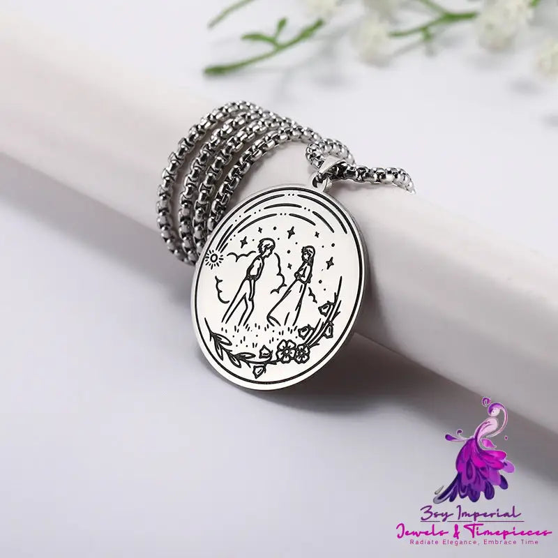 Romantic Love Landscape Round Pendant Necklace