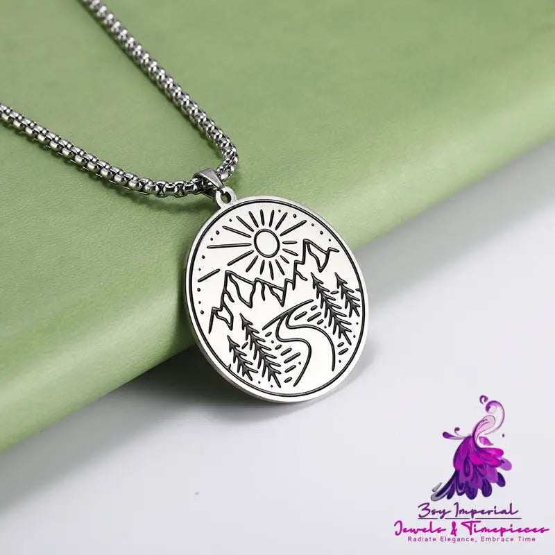 Romantic Love Landscape Round Pendant Necklace