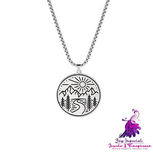 Romantic Love Landscape Round Pendant Necklace