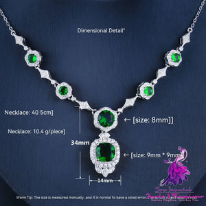 Green Gem Evening Dress Necklace Set