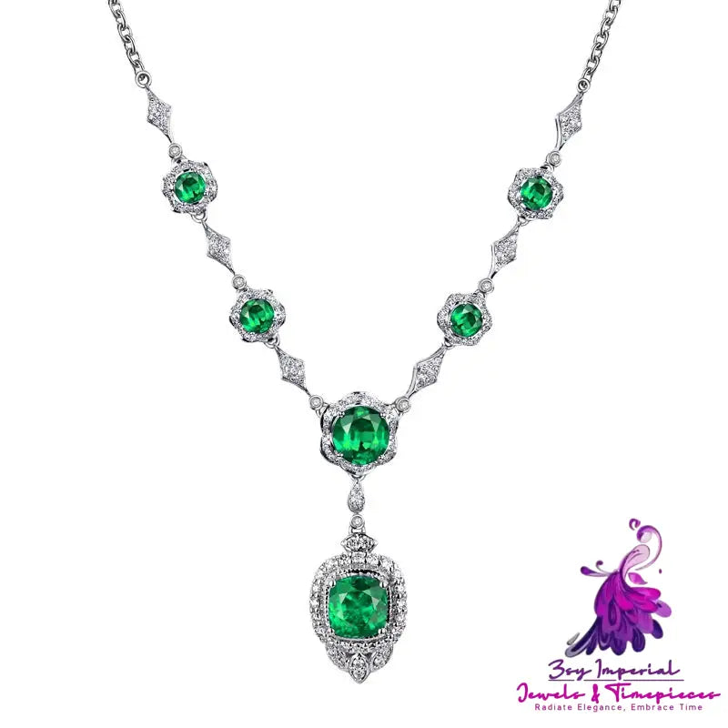 Green Gem Evening Dress Necklace Set