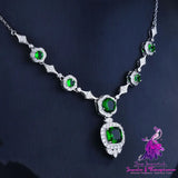 Green Gem Evening Dress Necklace Set