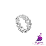 Shiny Diamond Cuban Link Chain Ring