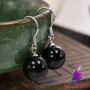 Natural Agate Earrings Silver Green Chalcedony