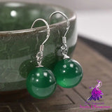 Natural Agate Earrings Silver Green Chalcedony