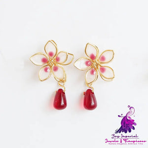 Cherry Blossom Enamel Earrings