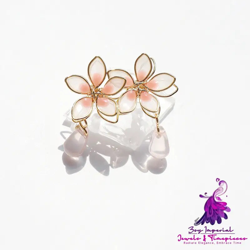 Cherry Blossom Enamel Earrings