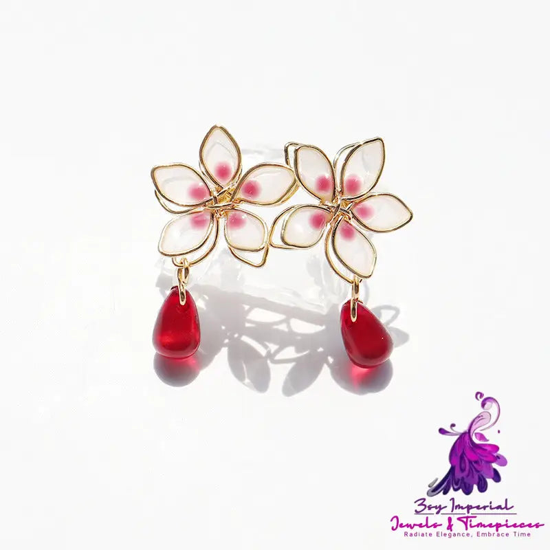 Cherry Blossom Enamel Earrings