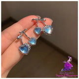 Women’s Fashion Temperament Moonstone Cherry-shaped Earrings