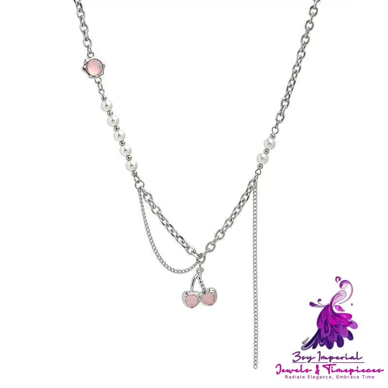 Cherry Pearl Clavicle Necklace