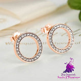 Studded Round Sterling Silver Earrings