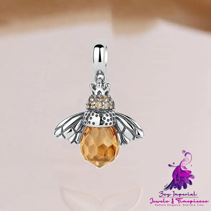 Crystal Bee Sterling Silver Pendant