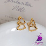 Double Love Heart Stud Earrings