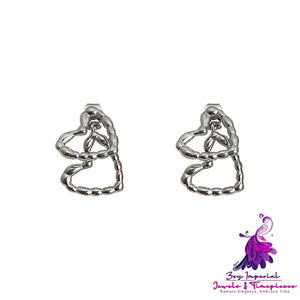 Double Love Heart Stud Earrings