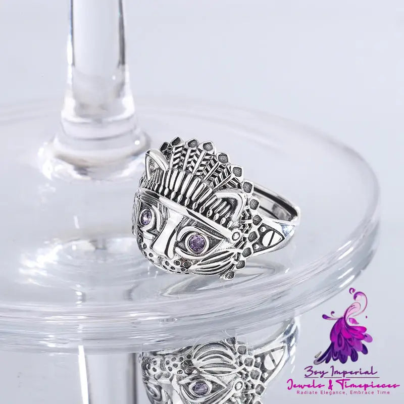 Chieftain Indian Cat Head Ring