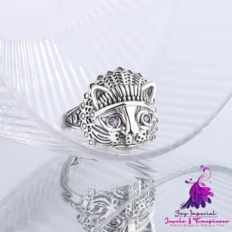 Chieftain Indian Cat Head Ring