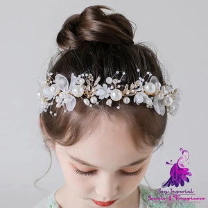 Children’s Crown Girls’ Headwear Korean Crystal Pearl