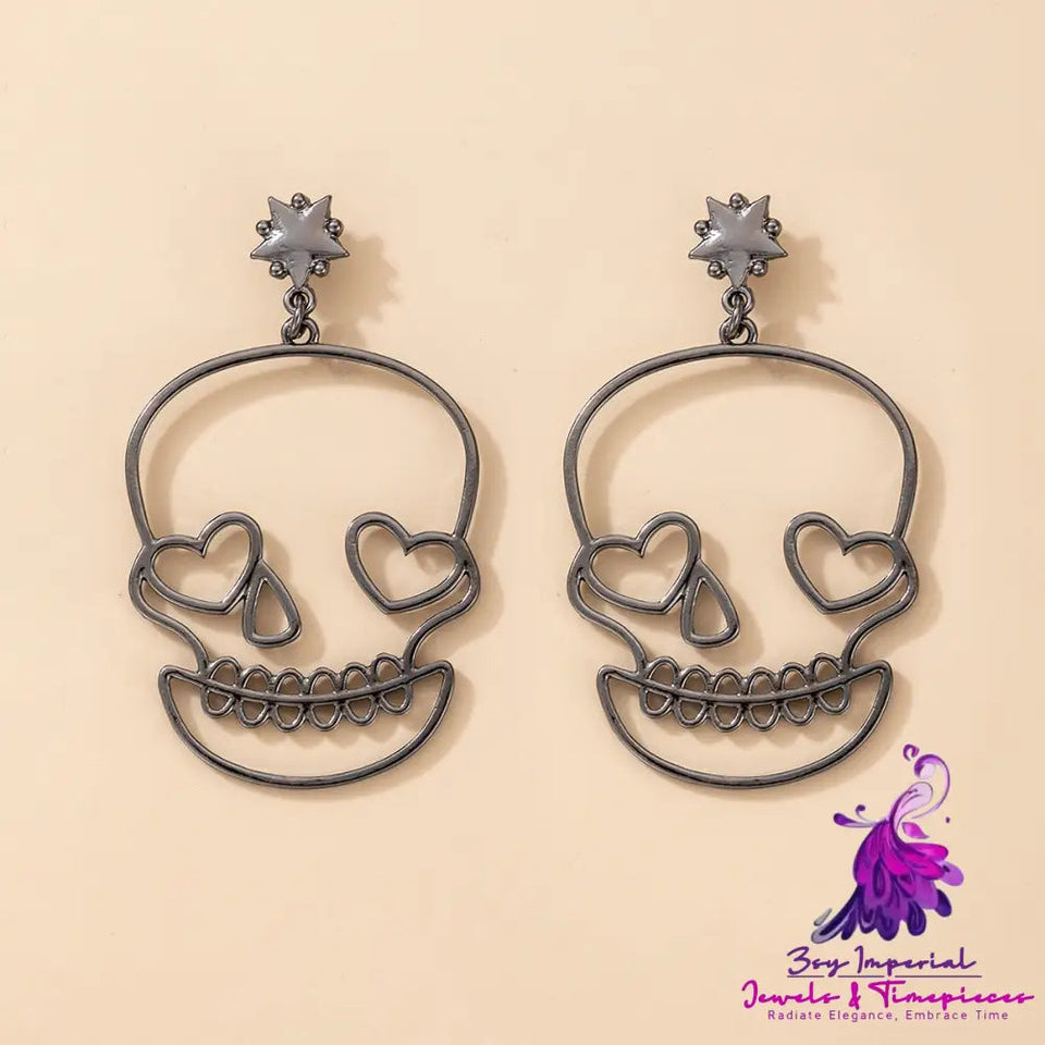 Funny Halloween Christmas Exaggerated Skull Love Earrings