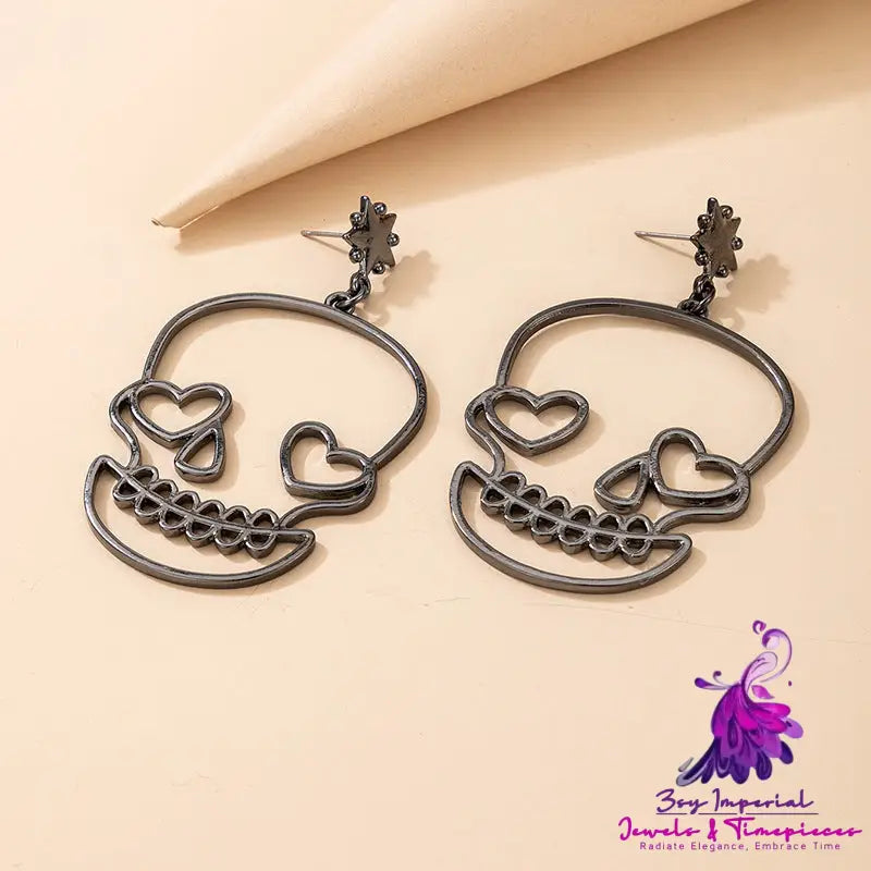 Funny Halloween Christmas Exaggerated Skull Love Earrings