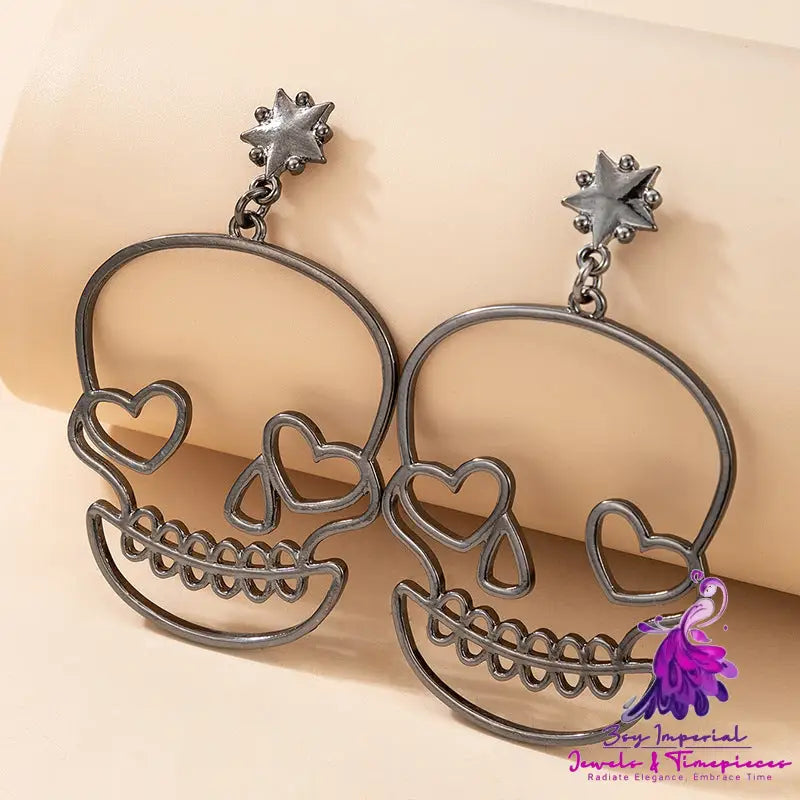 Funny Halloween Christmas Exaggerated Skull Love Earrings