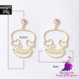 Funny Halloween Christmas Exaggerated Skull Love Earrings