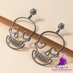 Funny Halloween Christmas Exaggerated Skull Love Earrings