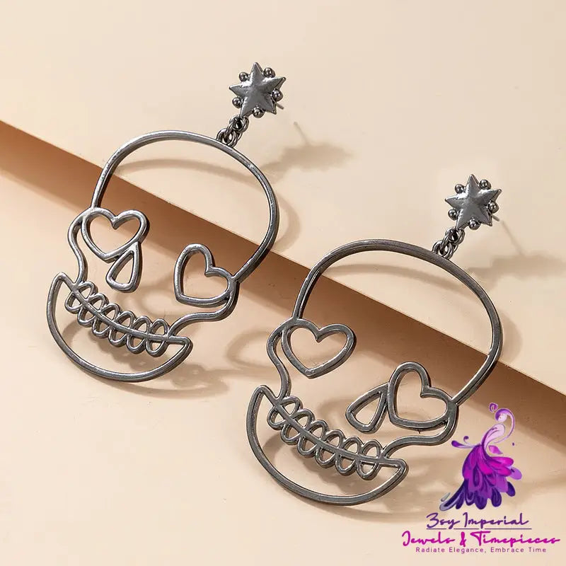 Funny Halloween Christmas Exaggerated Skull Love Earrings