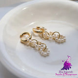 Vintage Circle Pearl Buckle Earrings