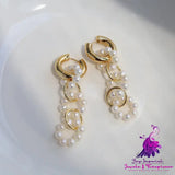 Vintage Circle Pearl Buckle Earrings