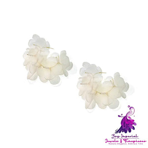 Exaggerated Mesh Flower Earrings