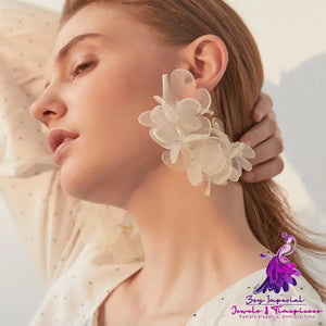 Exaggerated Mesh Flower Earrings