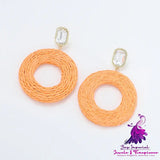 Handmade Raffia Circle Earrings