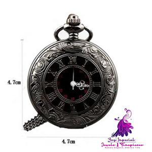 Retro Hollow Clamshell Pocket Watch Necklace for Men