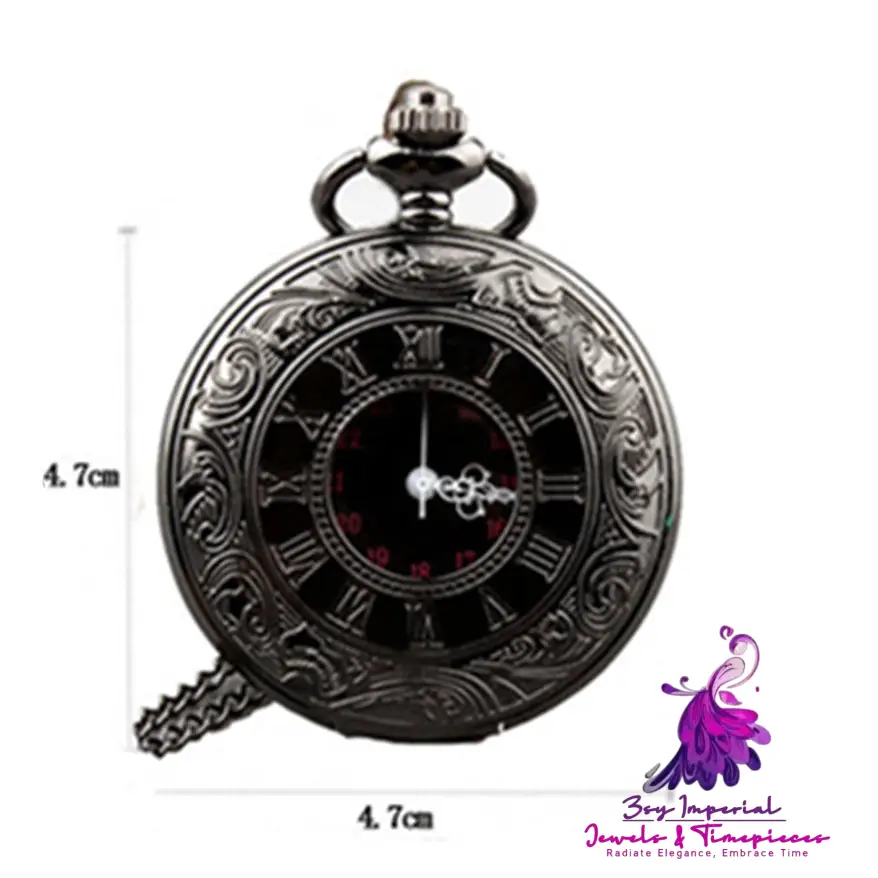 Retro Hollow Clamshell Pocket Watch Necklace for Men