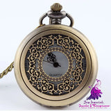 Retro Hollow Clamshell Pocket Watch Necklace for Men